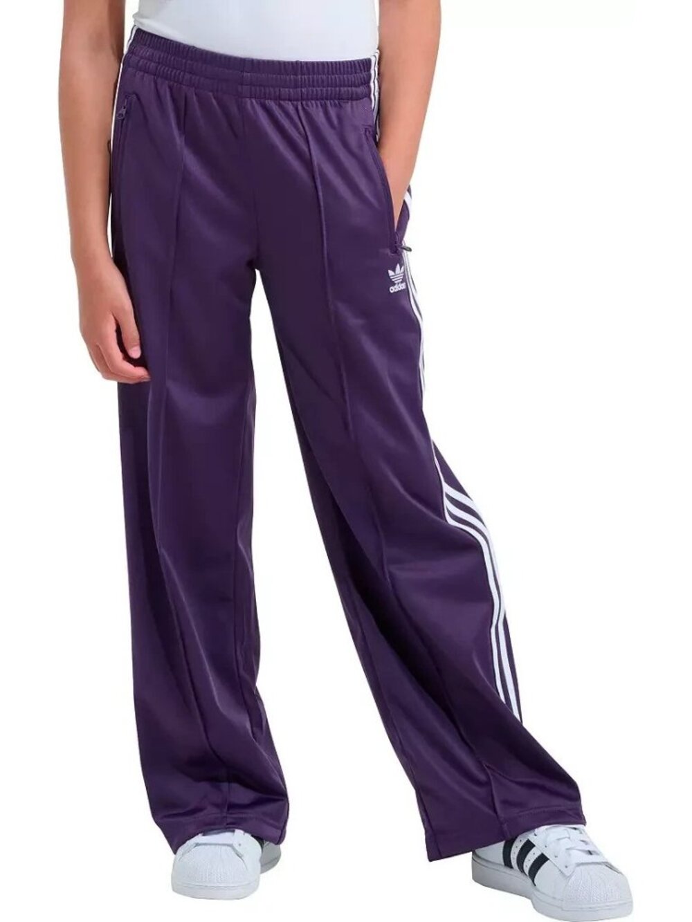adidas Kids' Firebird Wide Leg Pants Aurora Plum Size Medium Pull On Active - Picture 8 of 12